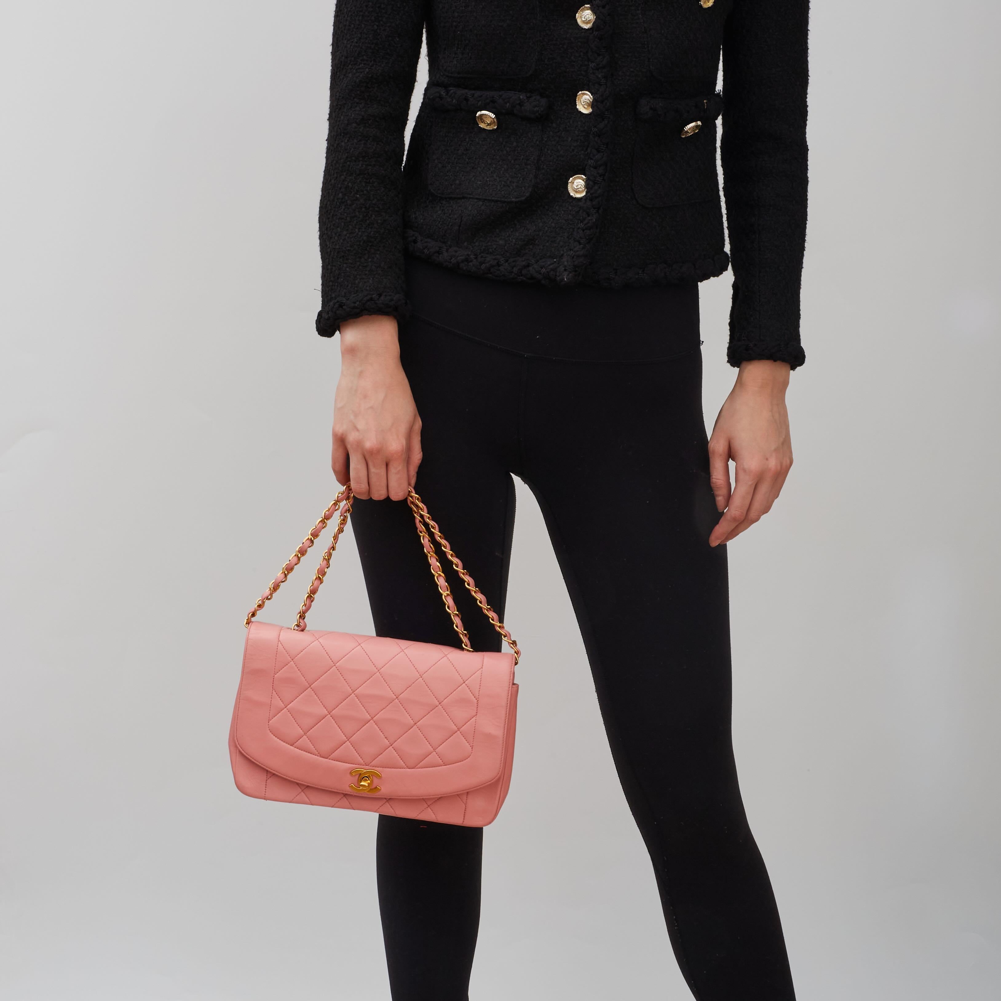 Chanel Vintage Pink Lambskin Medium Diana Classic Single Flap Bag (Circa 1991) 2