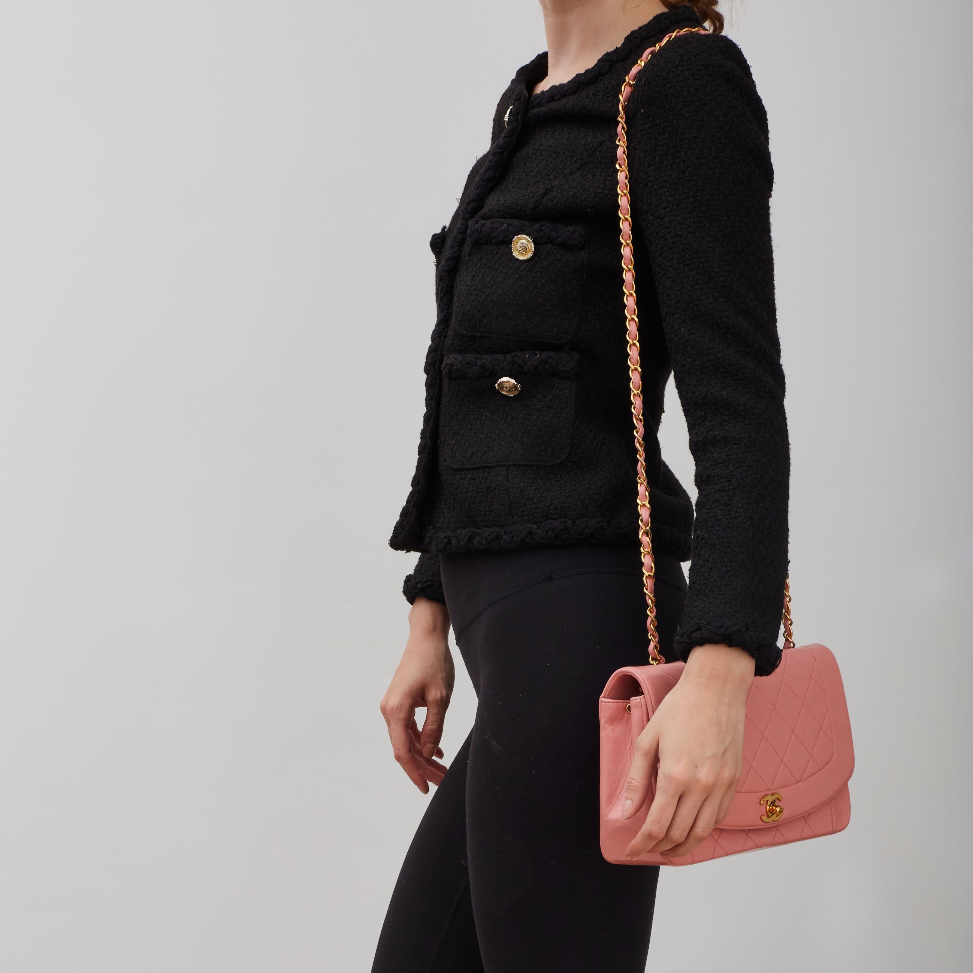 Chanel Vintage Pink Lambskin Medium Diana Classic Single Flap Bag (Circa 1991) 1