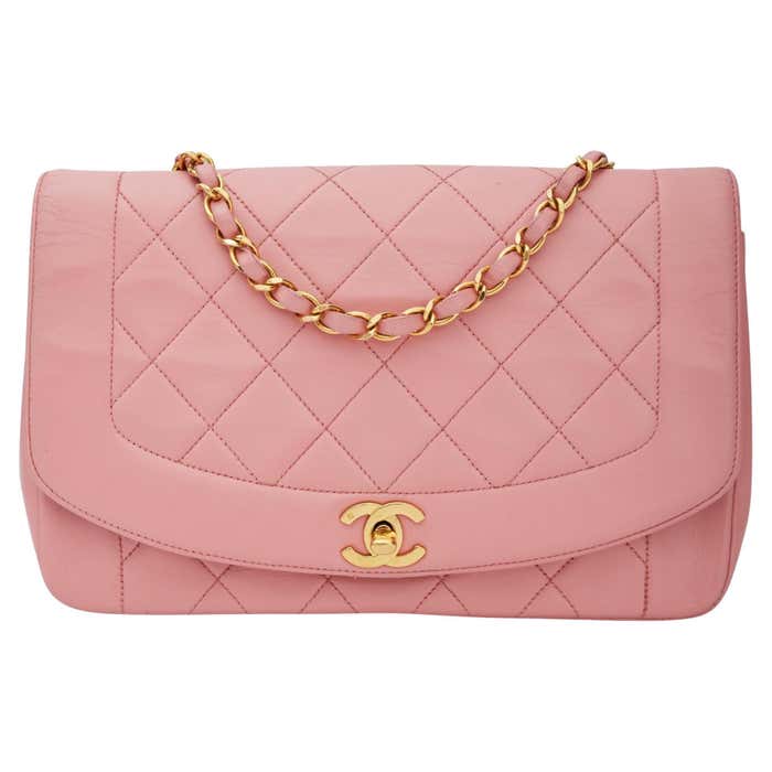 Chanel Vintage Pink Lambskin Medium Diana Classic Single Flap Bag ...