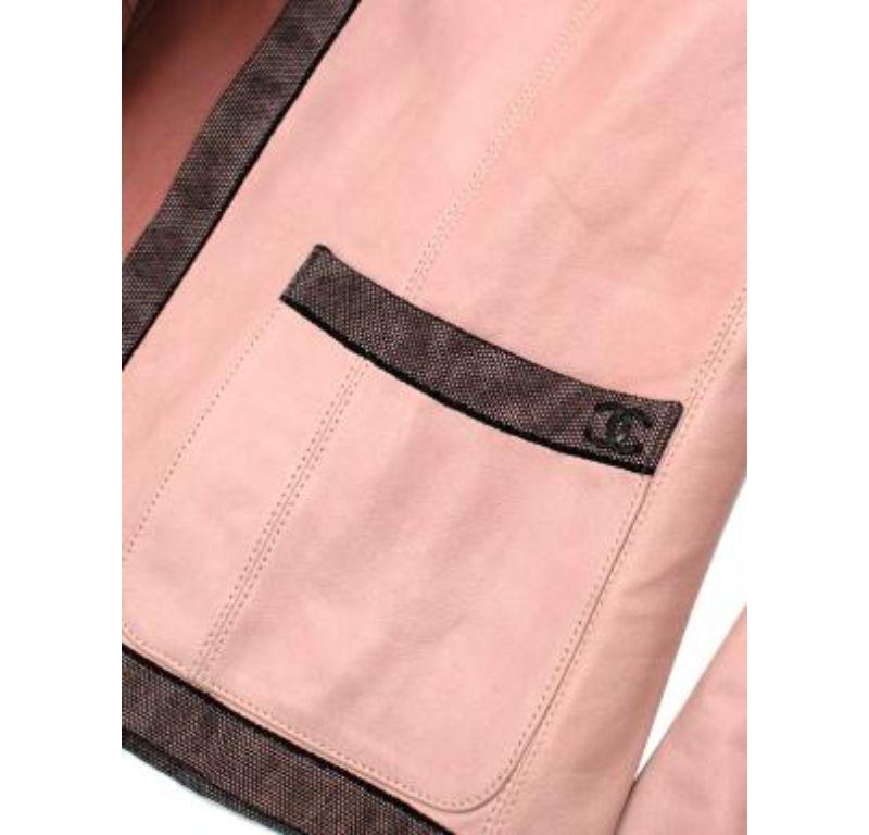 Chanel Vintage pink leather jacket For Sale 6