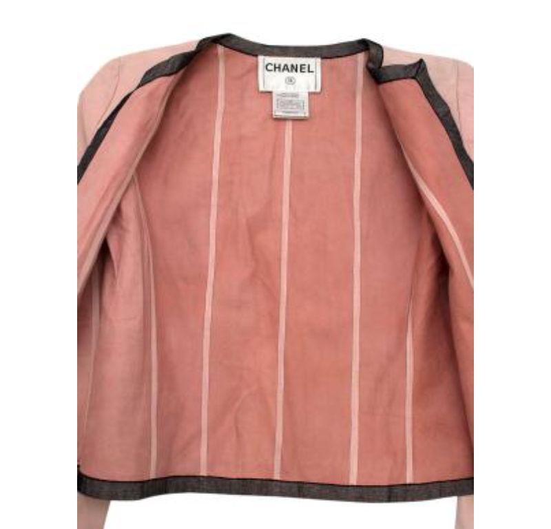 Chanel Vintage pink leather jacket For Sale 2