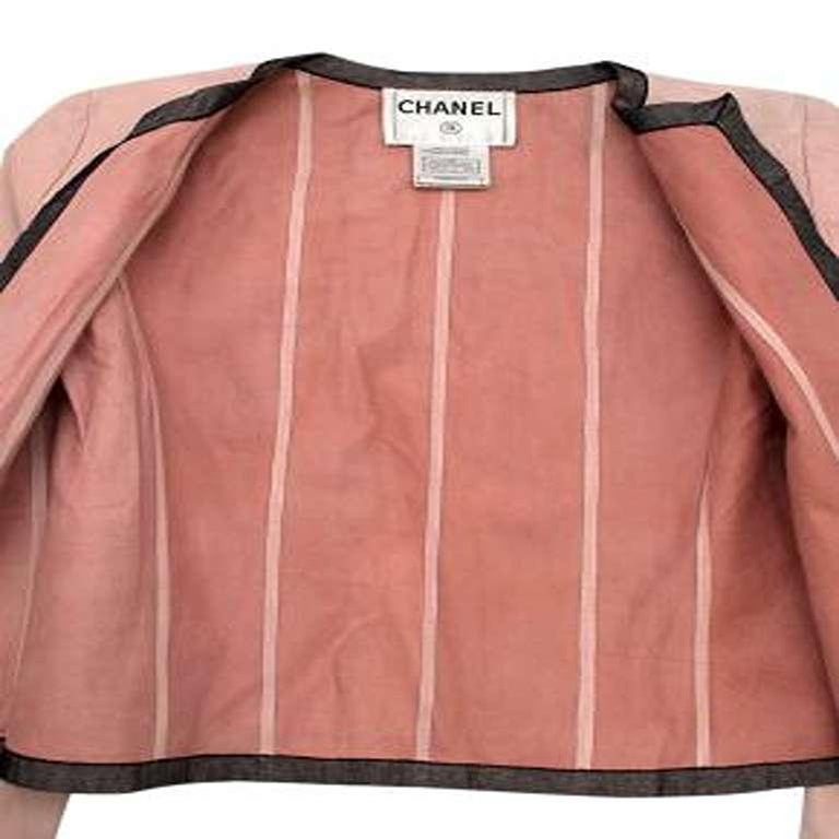 Chanel Vintage pink leather jacket For Sale at 1stDibs