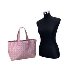 Chanel Vintage Pink Nylon New Travel Line Tote Shoulder Bag