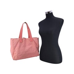Chanel Vintage Pink Nylon New Travel Line Tote Shoulder Bag