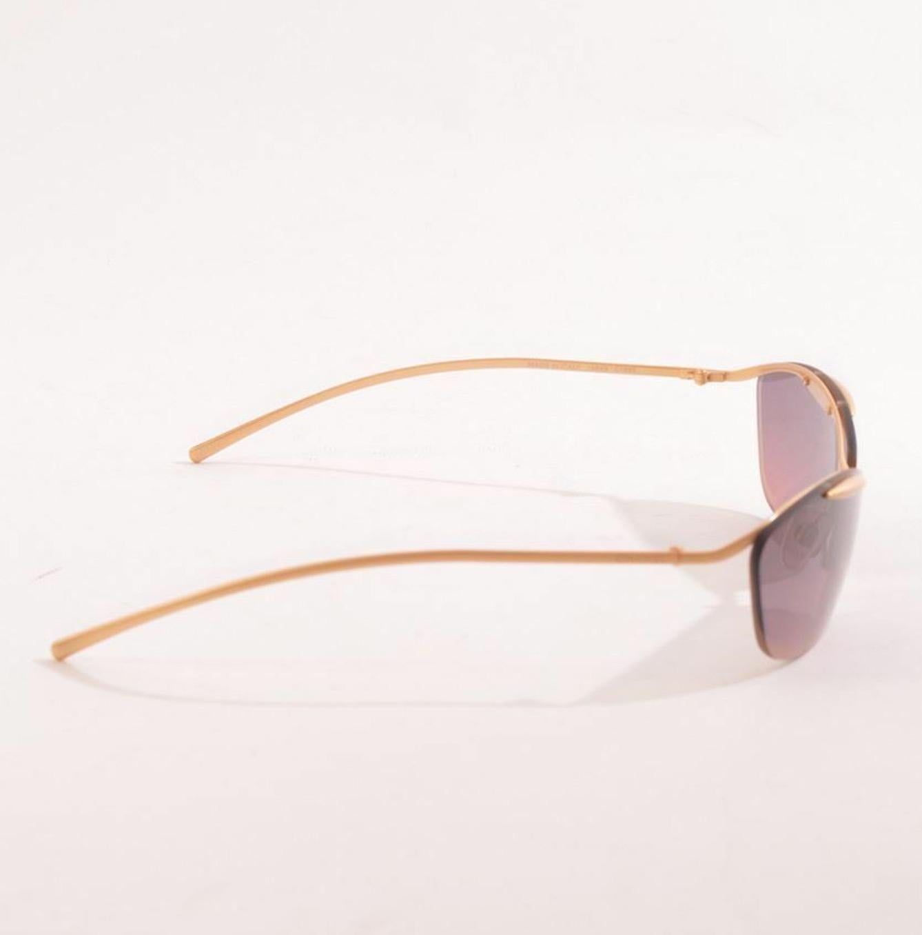 Women's Chanel Vintage Pink Ombre Tinted Gold Rimless Kylie Sunglasses