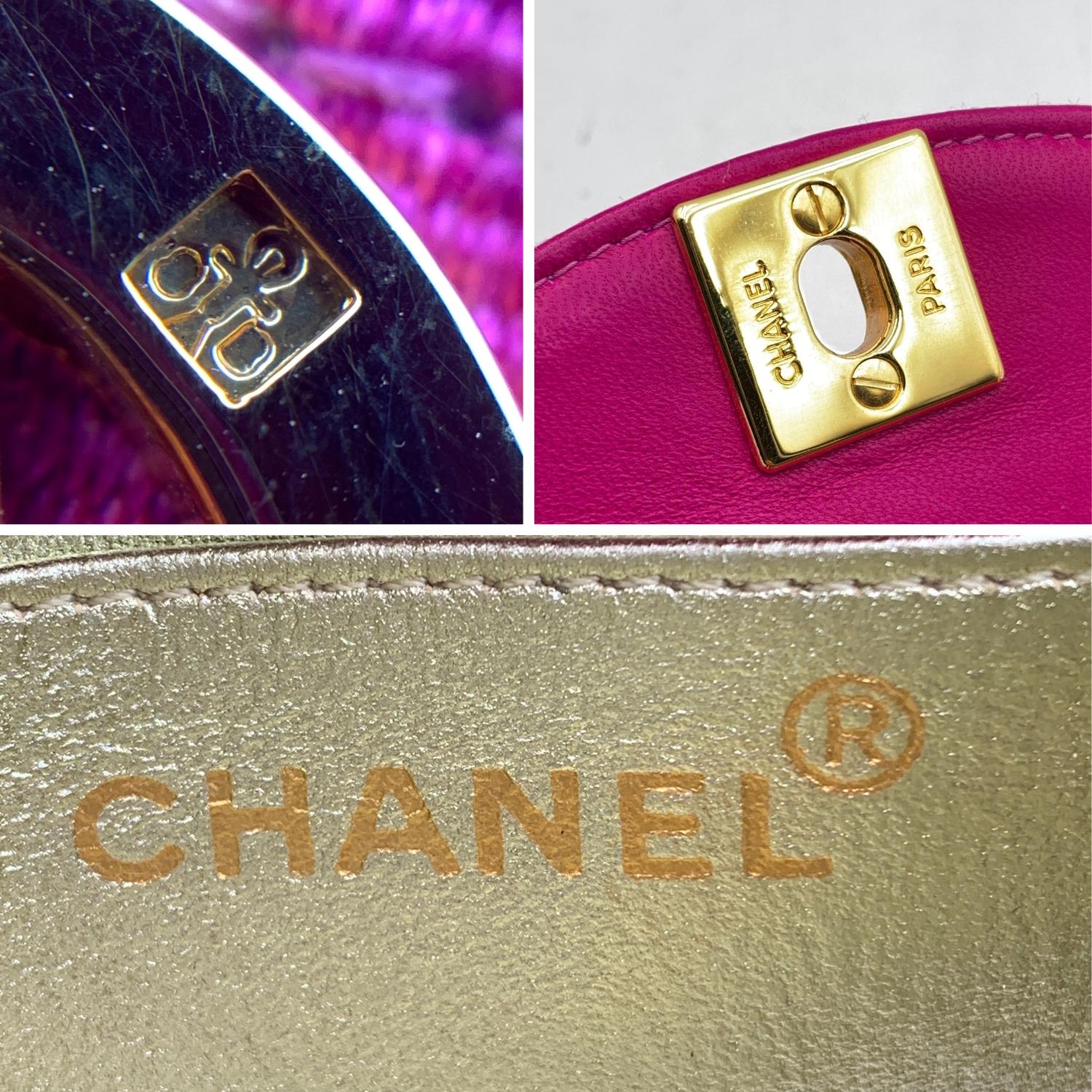 Chanel Vintage Pink Quilted Canvas Chain Evening Mini Bag Handbag In Excellent Condition In Rome, Rome