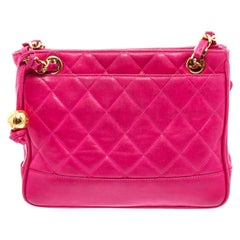 Chanel Vintage Pink Quilted Leather Tote Bag