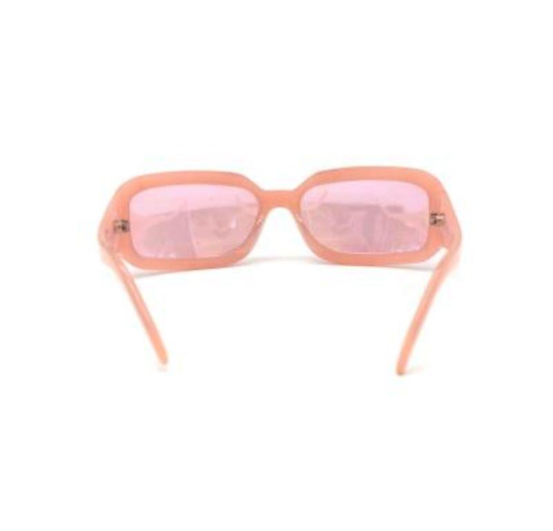 Chanel Vintage Pink Rectangle Sunglasses with Crystal Logo In Good Condition For Sale In London, GB