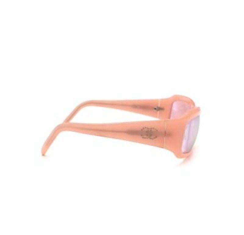 Women's Chanel Vintage Pink Rectangle Sunglasses with Crystal Logo For Sale