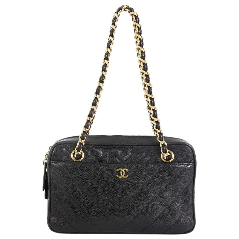 Chanel Grey Caviar Studded Deauville Tote