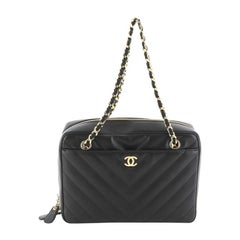 Chanel Vintage Pocket Camera Bag Chevron Lambskin Medium