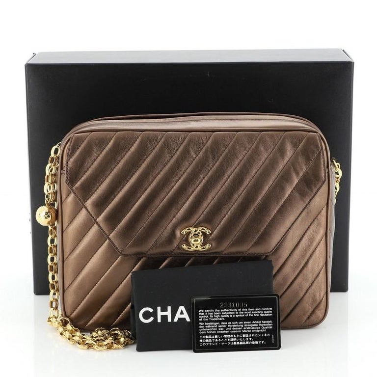 Chanel Vintage Pocket Camera Bag Diagonal Quilted Leather Large at 1stDibs