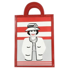 Chanel Vintage Portrait Tote Printed Leather and Quilted Patent Tall Chanel Vintage Portrait Tote Printed Leather and Quilted Patent Tall