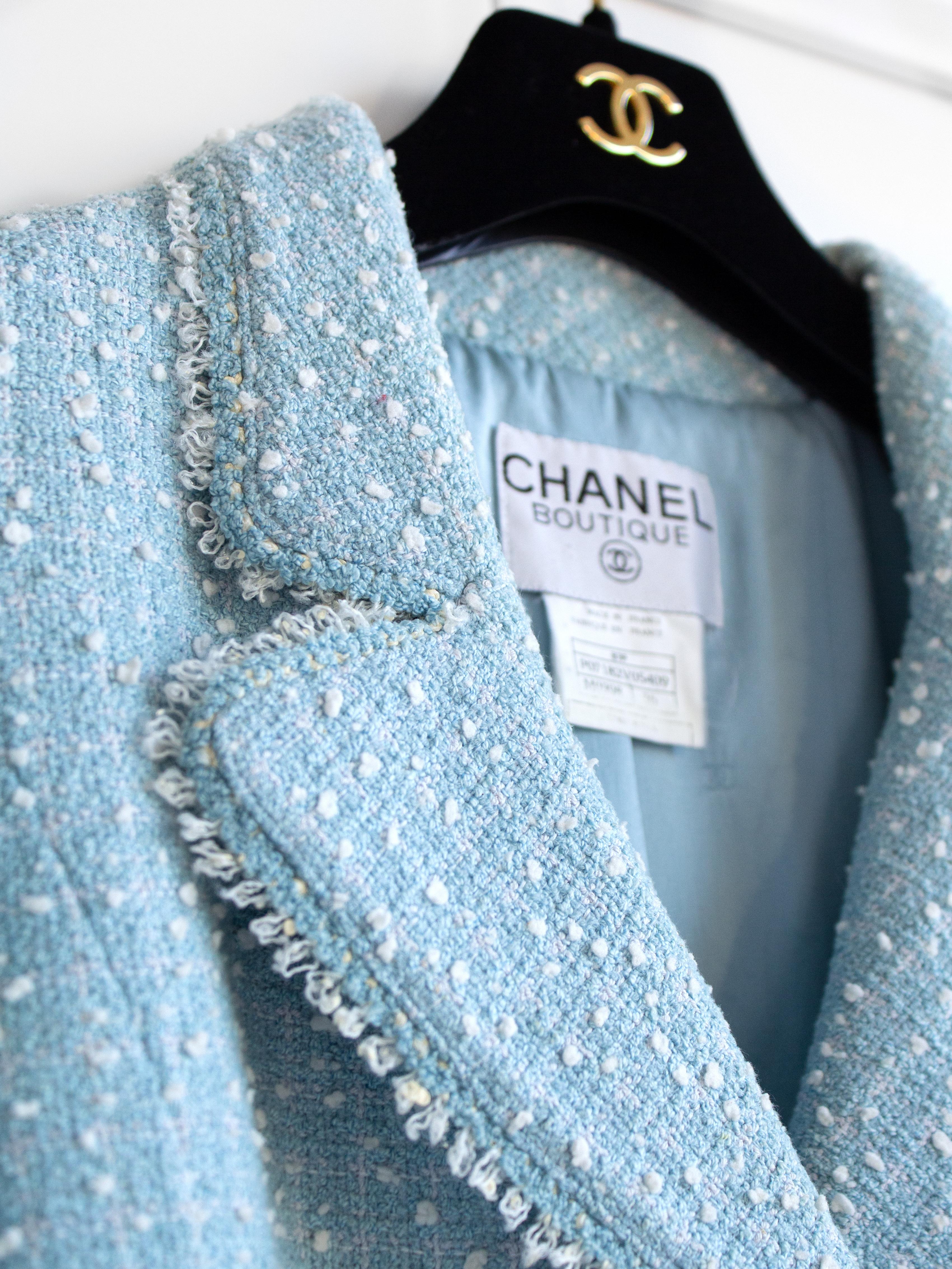 Chanel Vintage Princess Diana Royal Spring 1997 Light Blue Tweed 97P Jacket 1