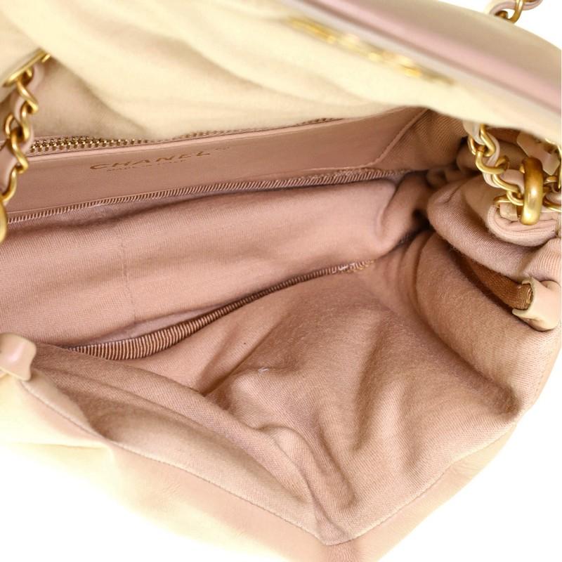 Beige Chanel Vintage Puffy Flap Bag Lambskin Small