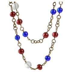 Chanel Vintage Purple and Blue Gripoix Beaded Necklace