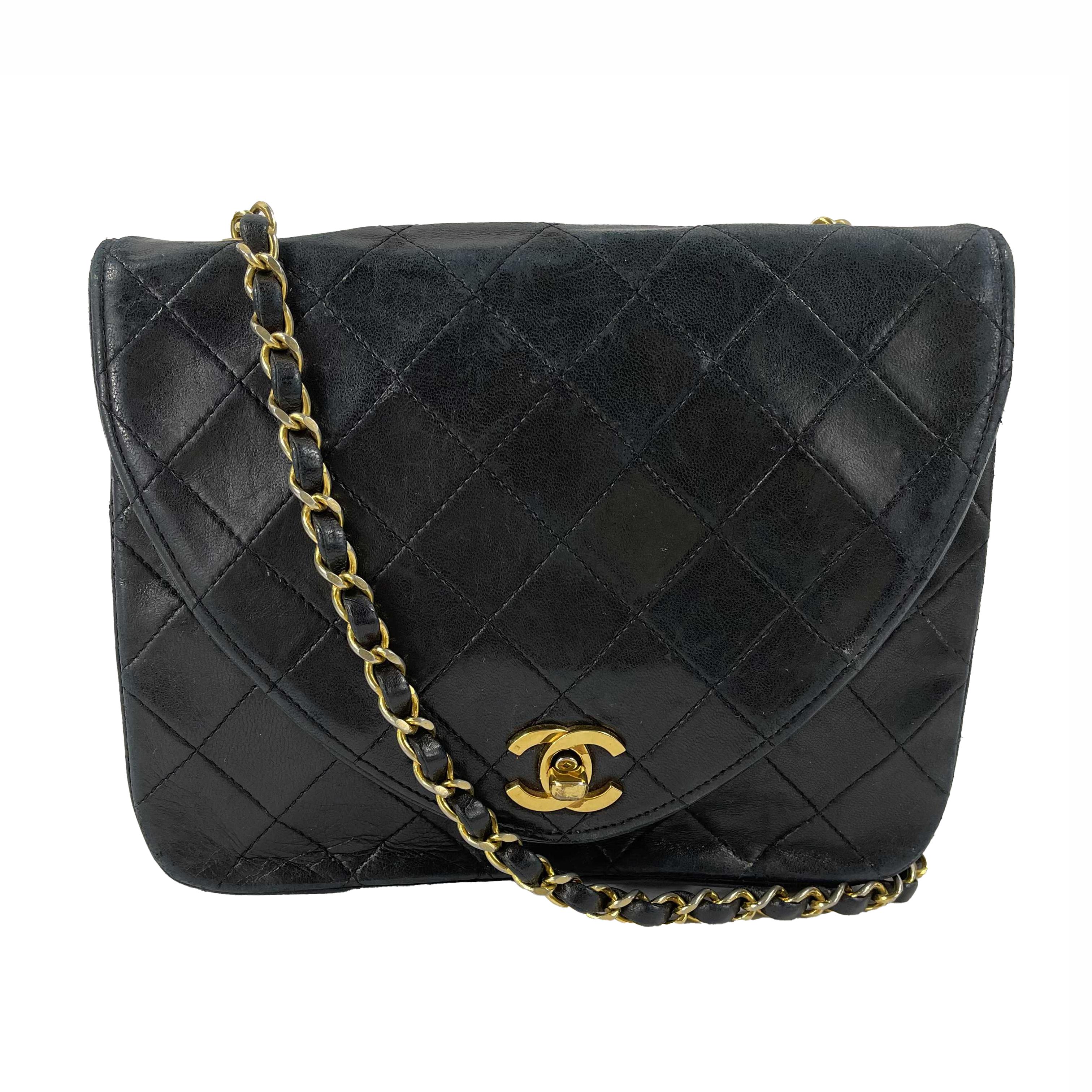 CHANEL Vintage Quilted and Striped Leather Envelope Flap CC Crossbody 2
