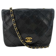 CHANEL Vintage Quilted and Striped Leather Envelope Flap CC Crossbody