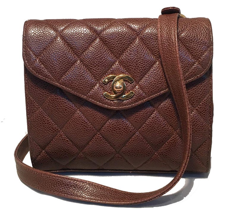 Chanel Vintage Quilted Brown Caviar Leather Crossbody Shoulder Bag For Sale  at 1stDibs  chanel vintage quilted shoulder bag, vintage brown leather  chanel bag, chanel brown crossbody bag