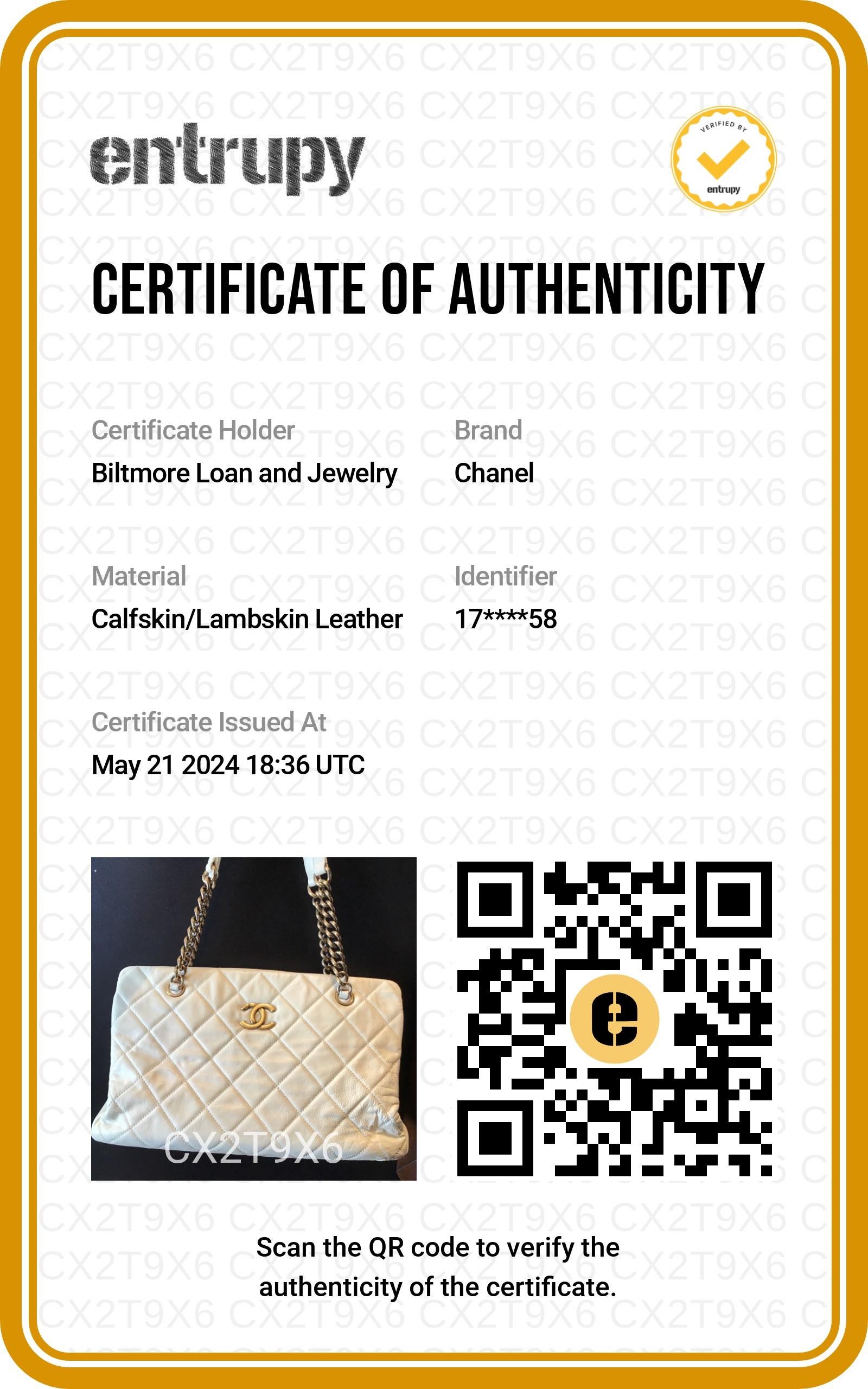 Chanel Vintage Quilted Calfskin Leather Crown CC Tote 6
