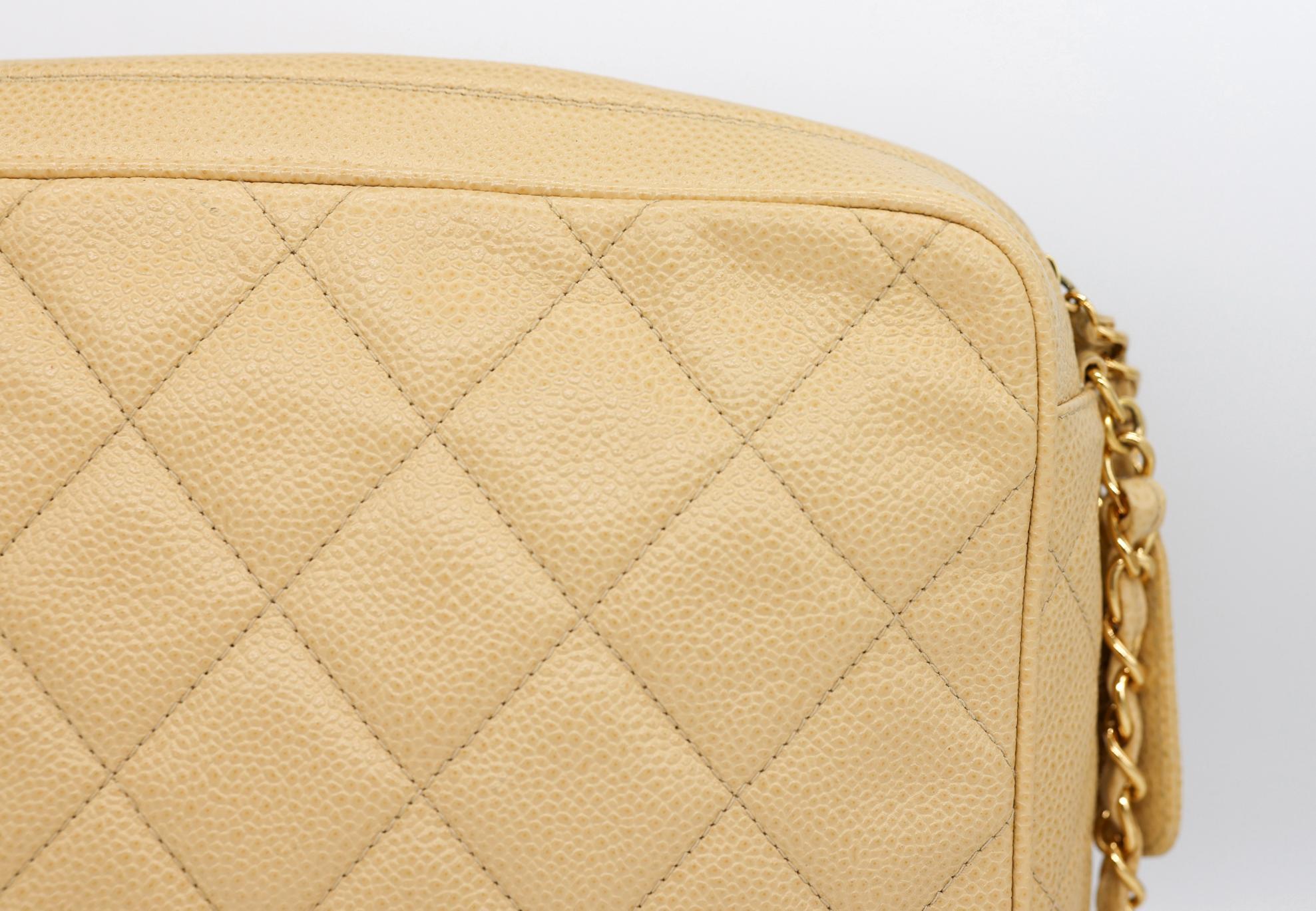 Chanel Vintage Quilted Caviar Leather Camera Bag with Gold Hardware, 1996 - 1997. 2