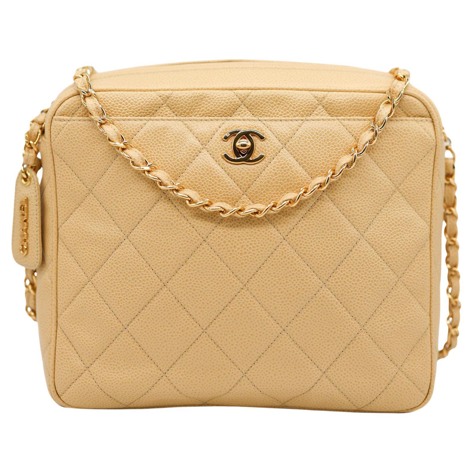 Chanel Vintage Quilted Caviar Leather Camera Bag with Gold Hardware, 1996 -  1997. at 1stDibs
