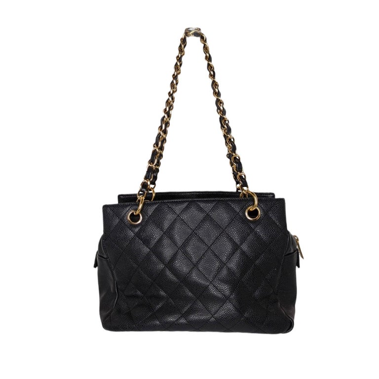 Chanel Black Quilted Coated Canvas Petite Paris Biarritz Shopping Tote Bag  Chanel