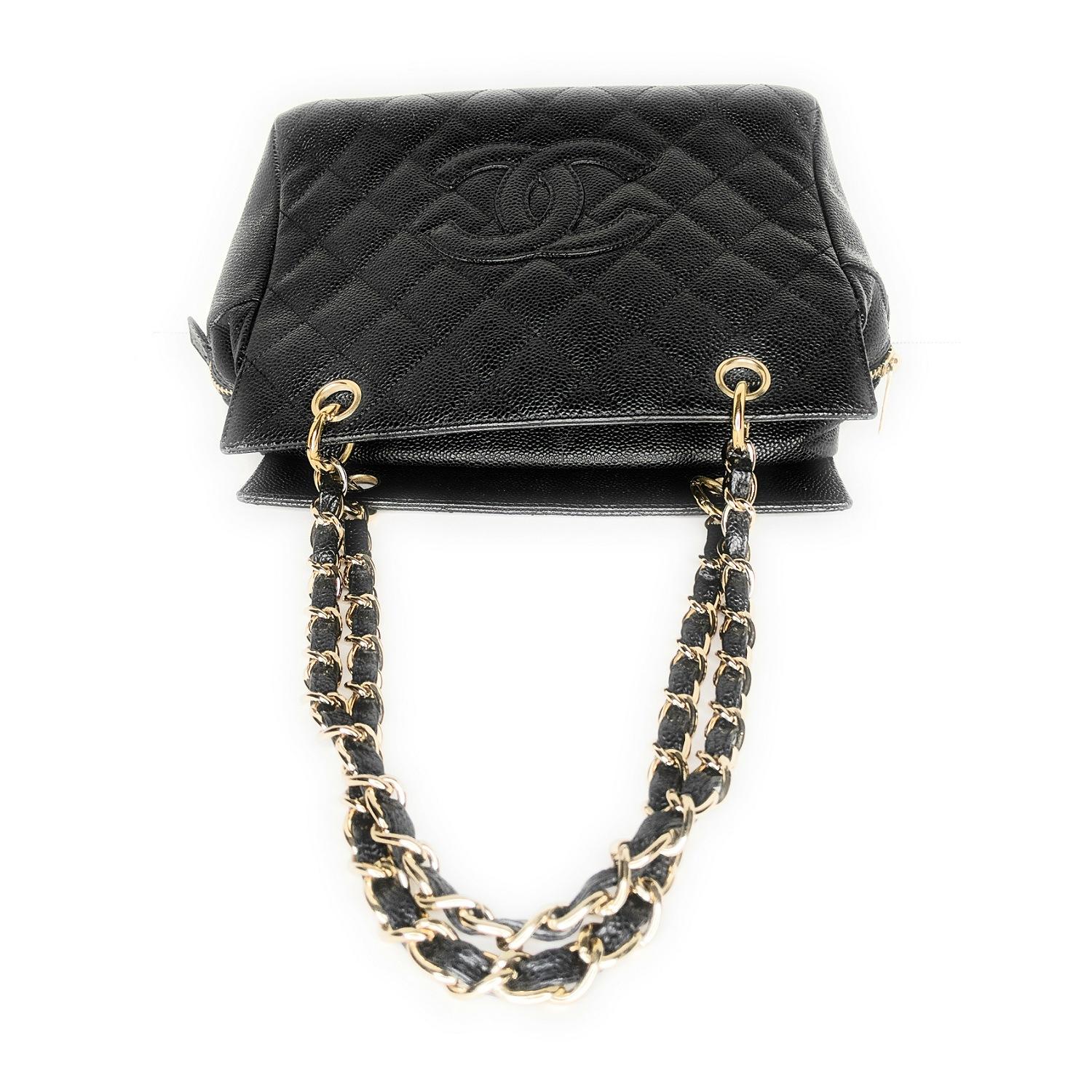 Black Chanel Vintage Quilted Caviar Petite Timeless Tote