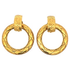 CHANEL Antique Quilted Hoop Earrings