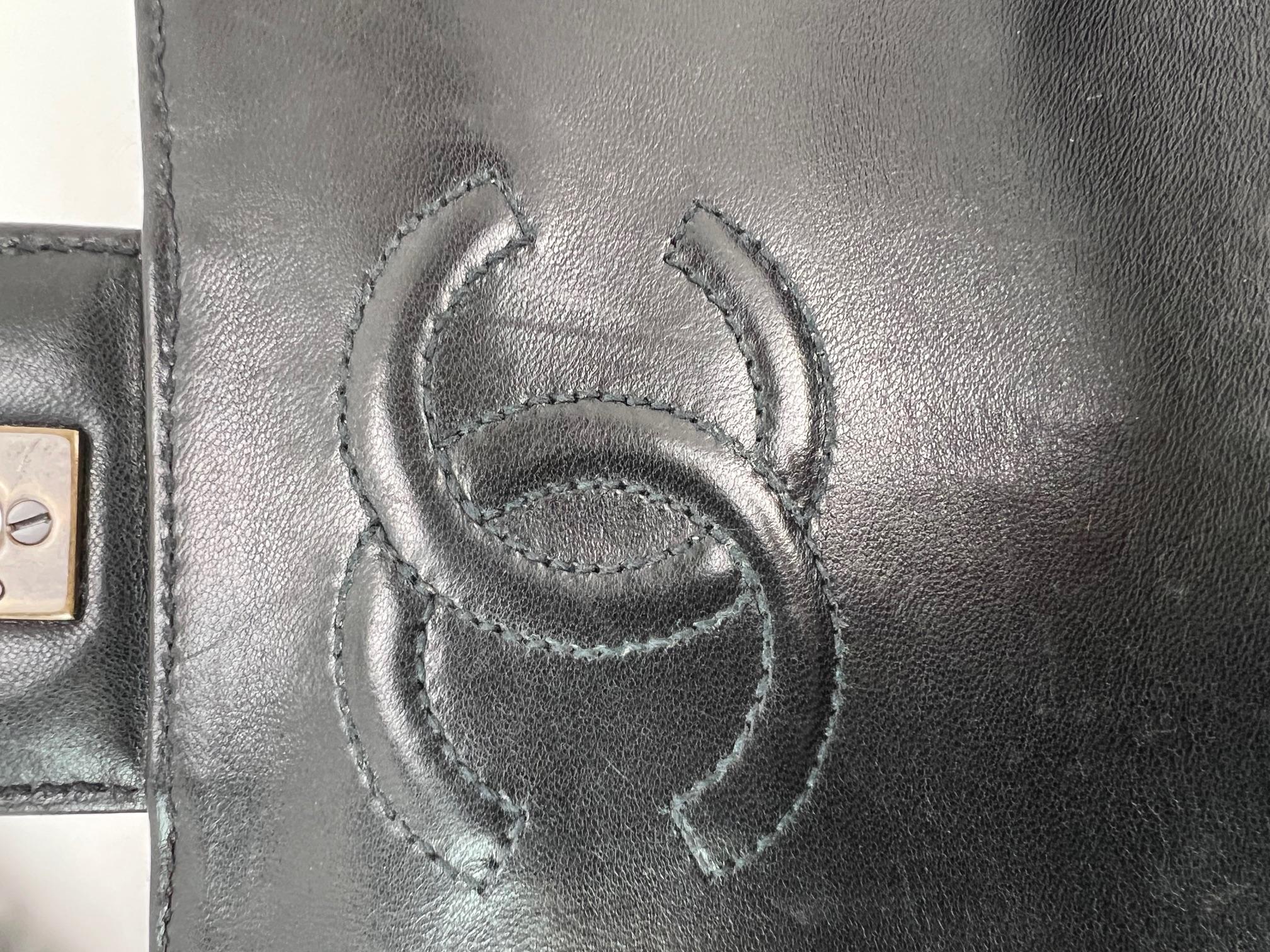 Chanel Vintage Quilted Lambskin Black Resin Chain Small Classic Single Flap Bag For Sale 7