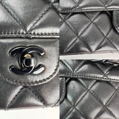 Chanel Vintage Quilted Lambskin Black Resin Chain Small Classic Single Flap Bag