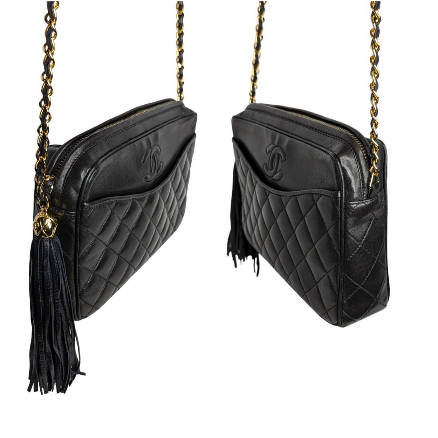 Women's Chanel Vintage Quilted Lambskin CC Camera Tassel Bag