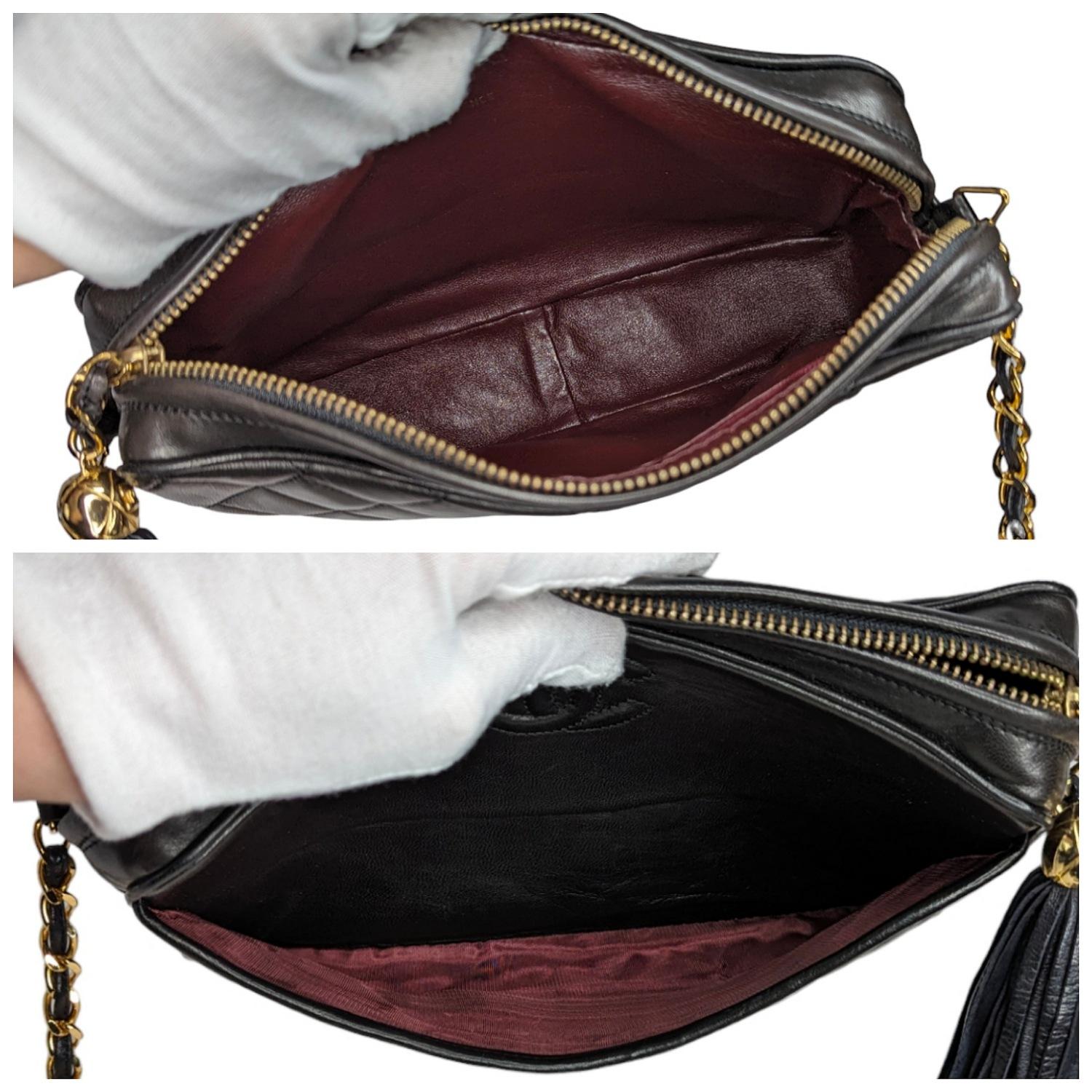 Chanel Vintage Quilted Lambskin CC Camera Tassel Bag 3