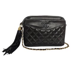 Chanel Vintage Quilted Lambskin CC Camera Tassel Bag