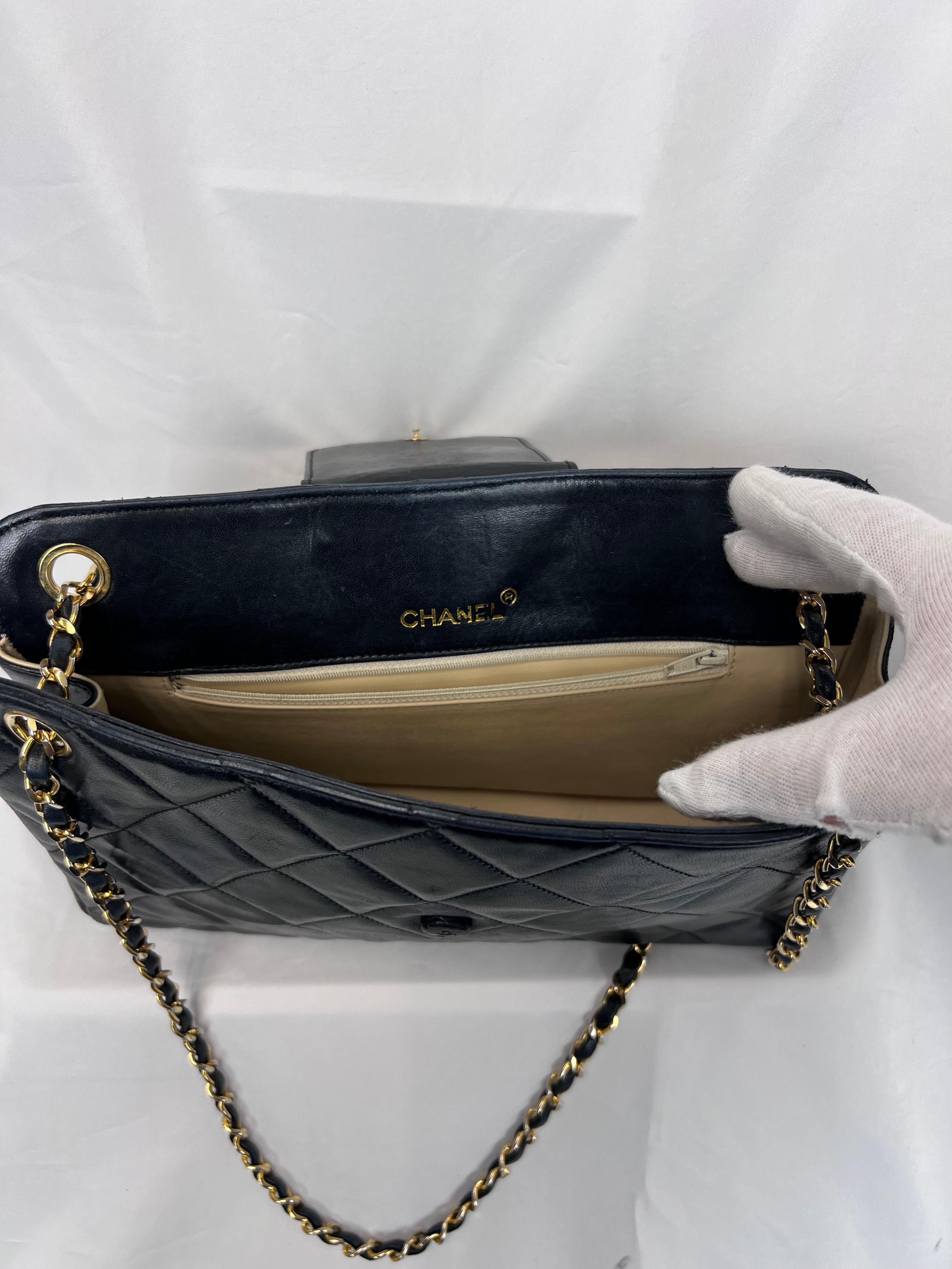 Black Chanel Vintage Quilted Lambskin CC Crossbody Bag For Sale