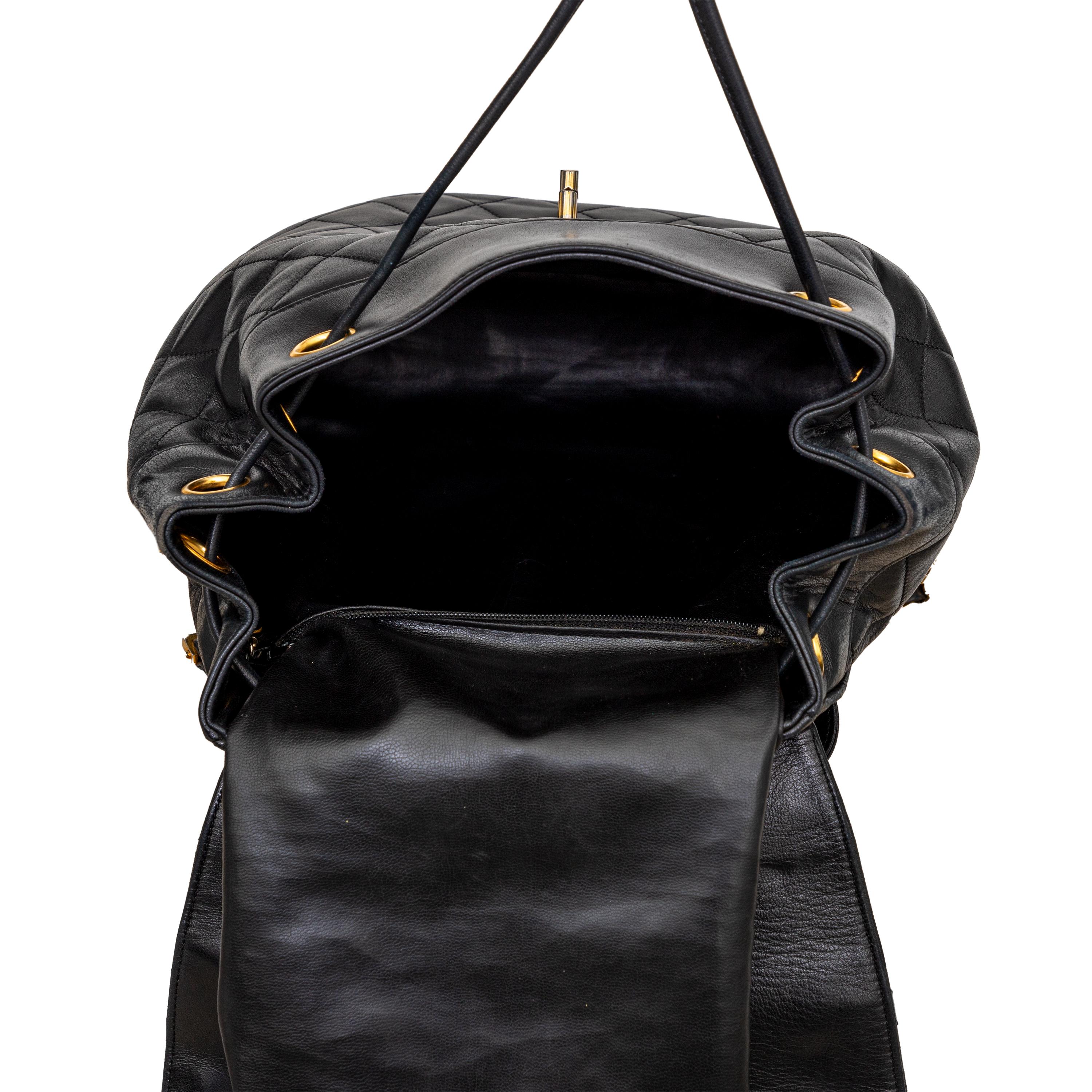 Chanel Vintage Quilted Lambskin Drawstring Backpack - '90s 2