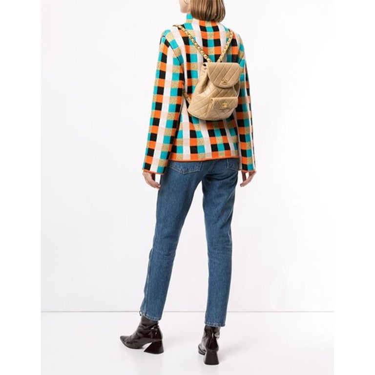 Chanel Vintage Quilted Lambskin Duma Cc Logo Beige Leather ...