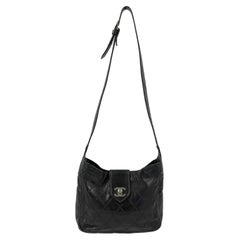 CHANEL Vintage Supermodel Black Medium CC Sac à bandoulière en cuir d'agneau matelassé