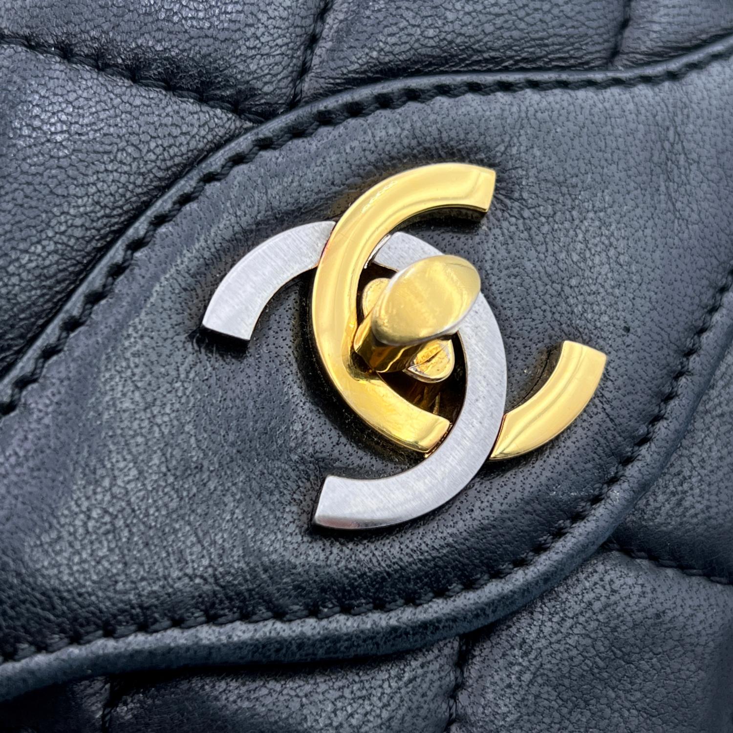 Chanel Vintage Quilted Leather Smooth Trim Timeless Double Flap Bag 4