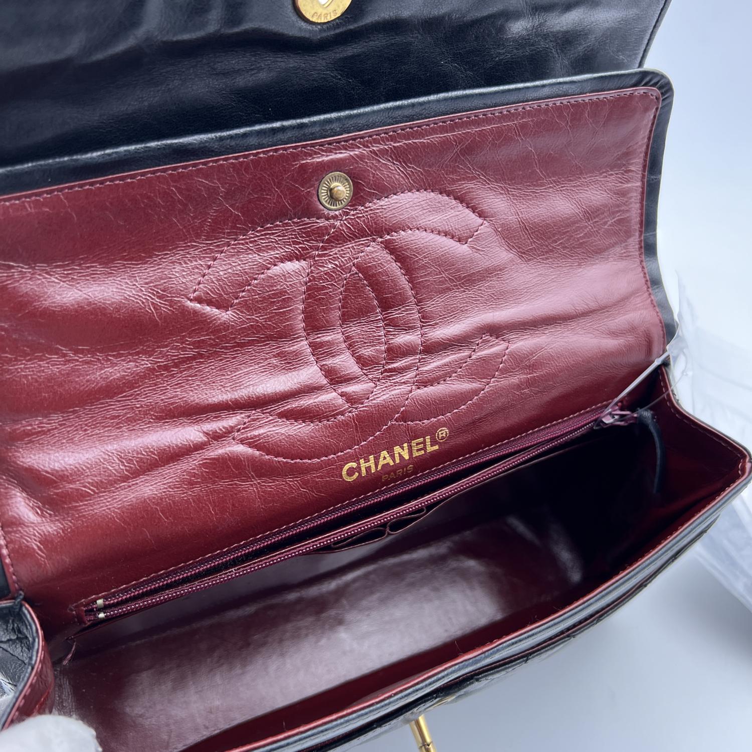 Chanel Vintage Quilted Leather Smooth Trim Timeless Double Flap Bag 5