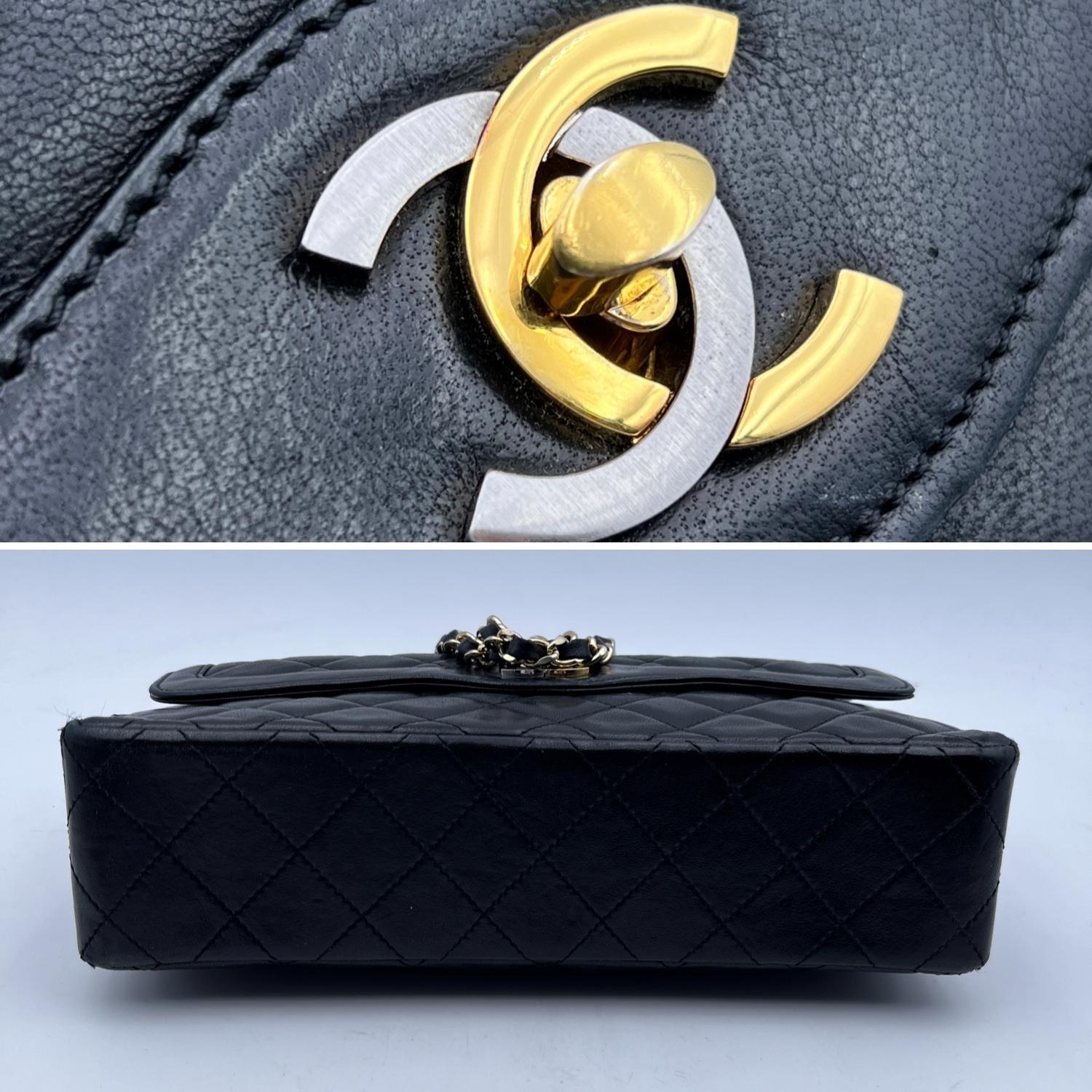 Chanel Vintage Quilted Leather Smooth Trim Timeless Double Flap Bag 3