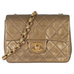 Chanel Vintage Quilted Metallic Gold Leather Bijoux Chain Mini Flap Bag