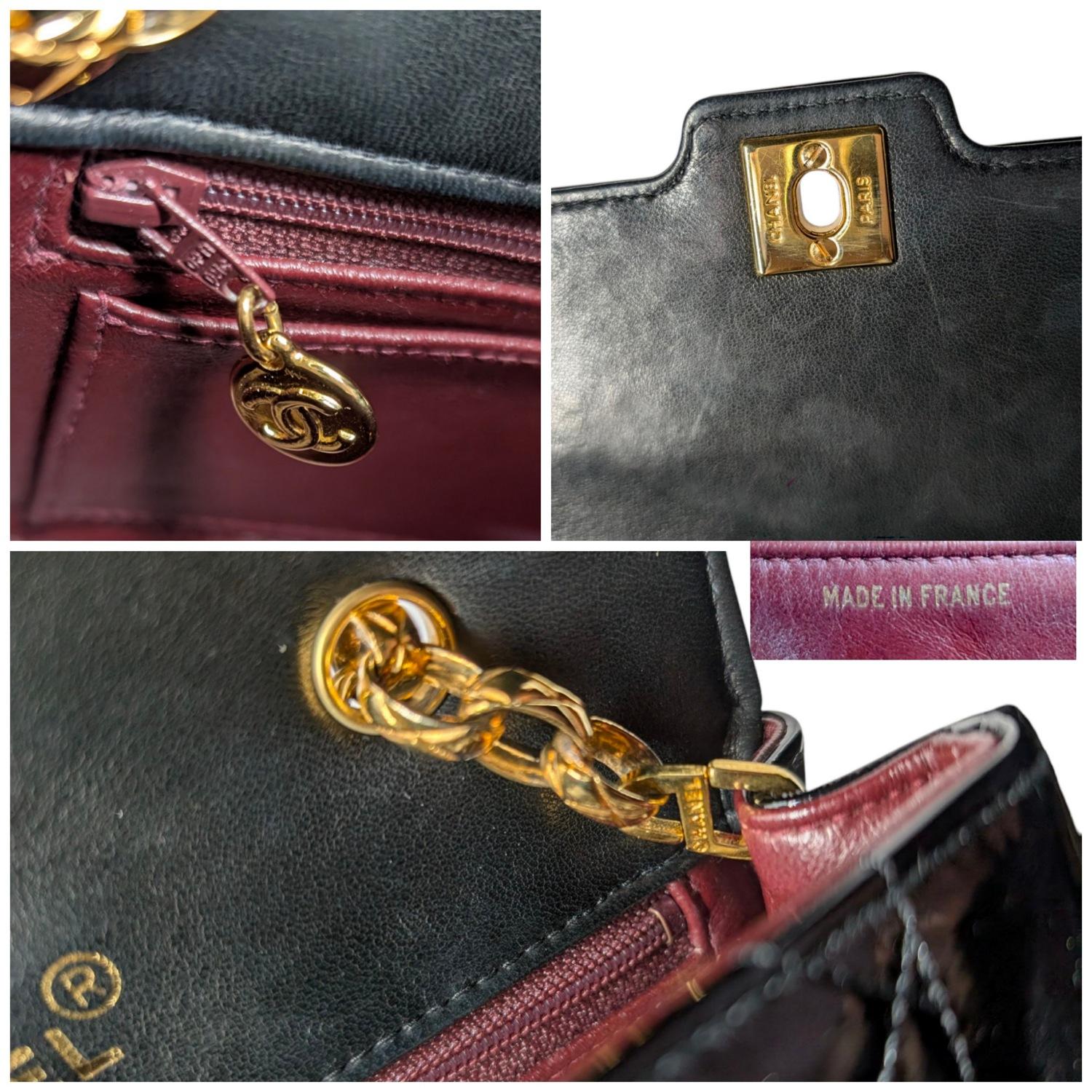 Chanel Vintage Acolchado Charol Piel de Becerro Mini Diana Bijoux Flap en venta 6