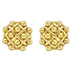Chanel Retro Quilted Yellow Gold Earrings