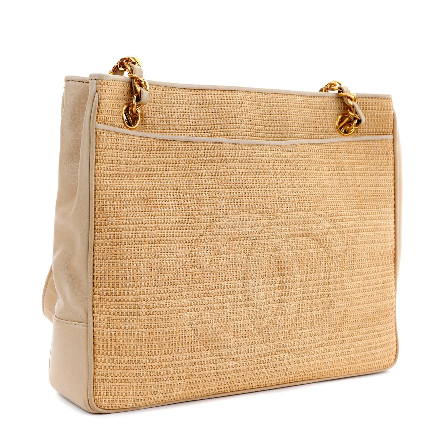 Chanel raffia tote top