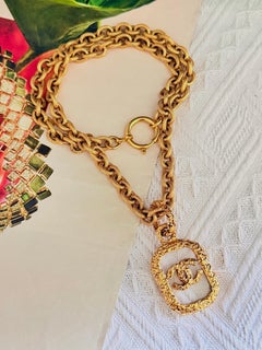 Chanel Vintage Rare 1993 Iconic Large CC Clear Lava Long Octagon Rope Necklace