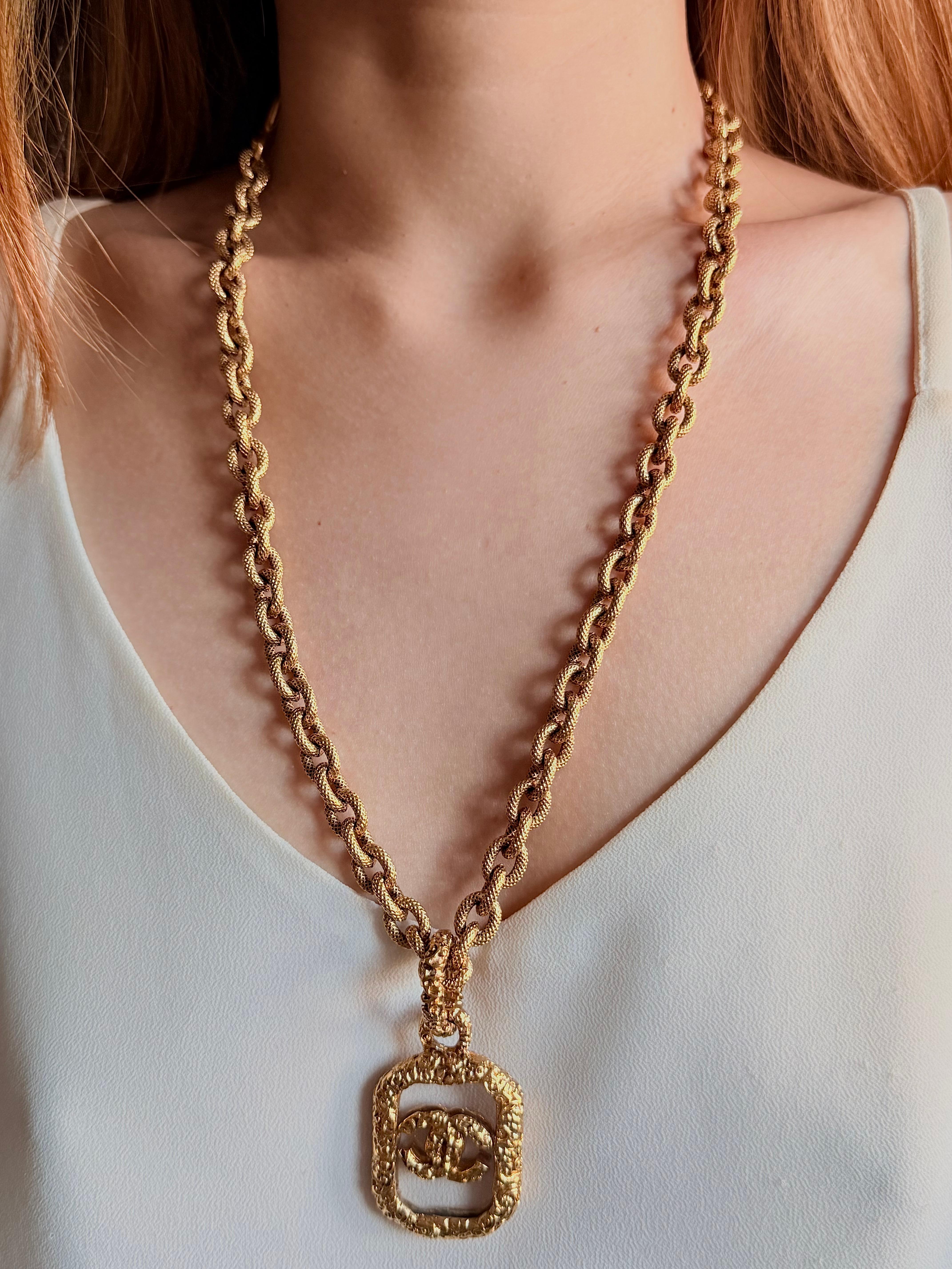 Chanel Vintage Rare 1993 Iconic Large CC Clear Lava Long Octagon