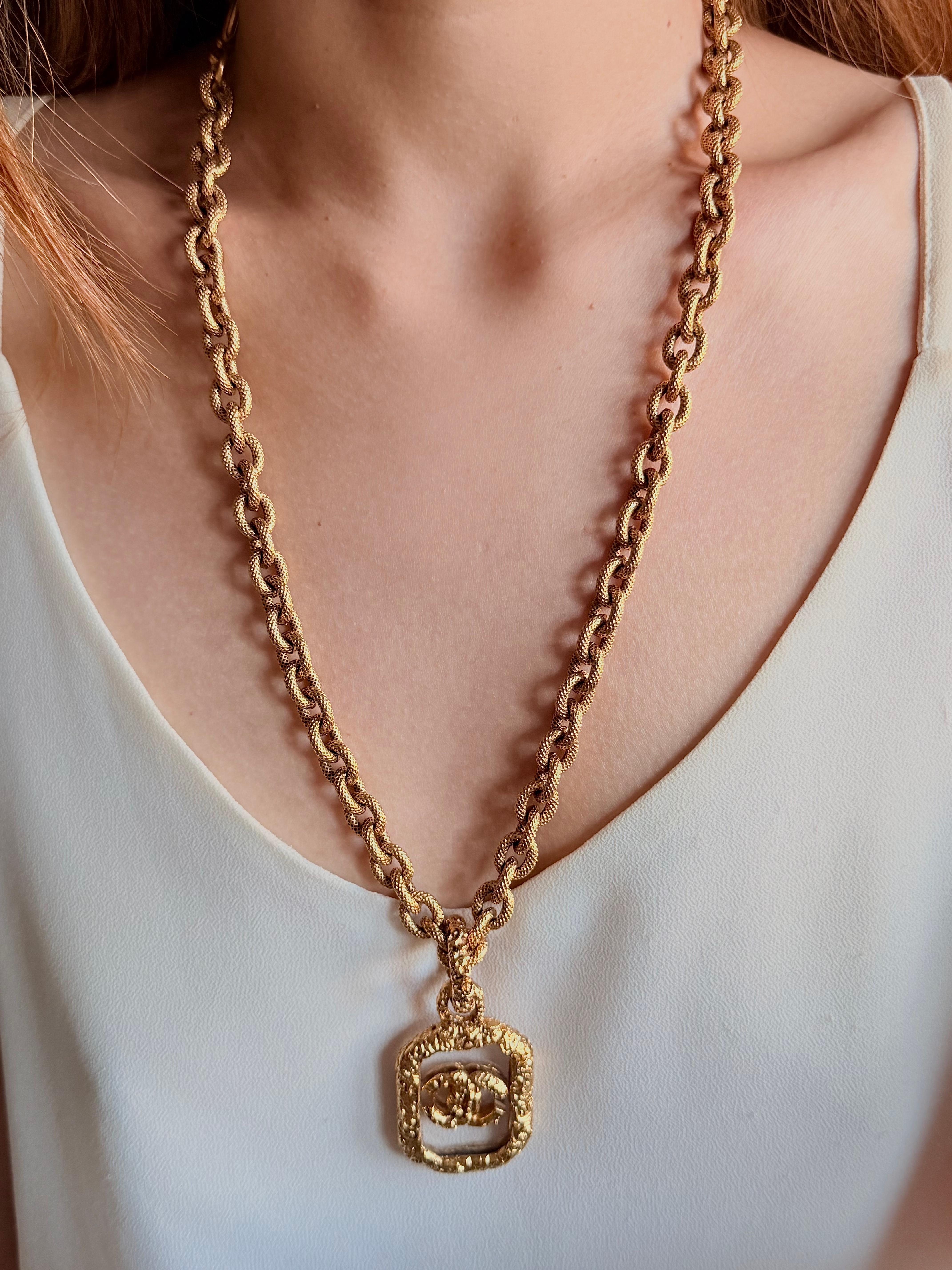Chanel Vintage Rare 1993 Iconic Large CC Clear Lava Long Octagon