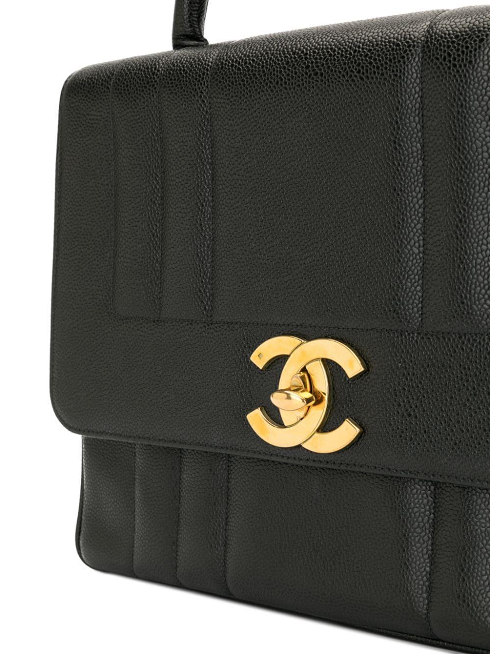 Chanel Vintage Rare Noir Caviar Top Handle Classic Kelly Flap Bag Unisexe en vente
