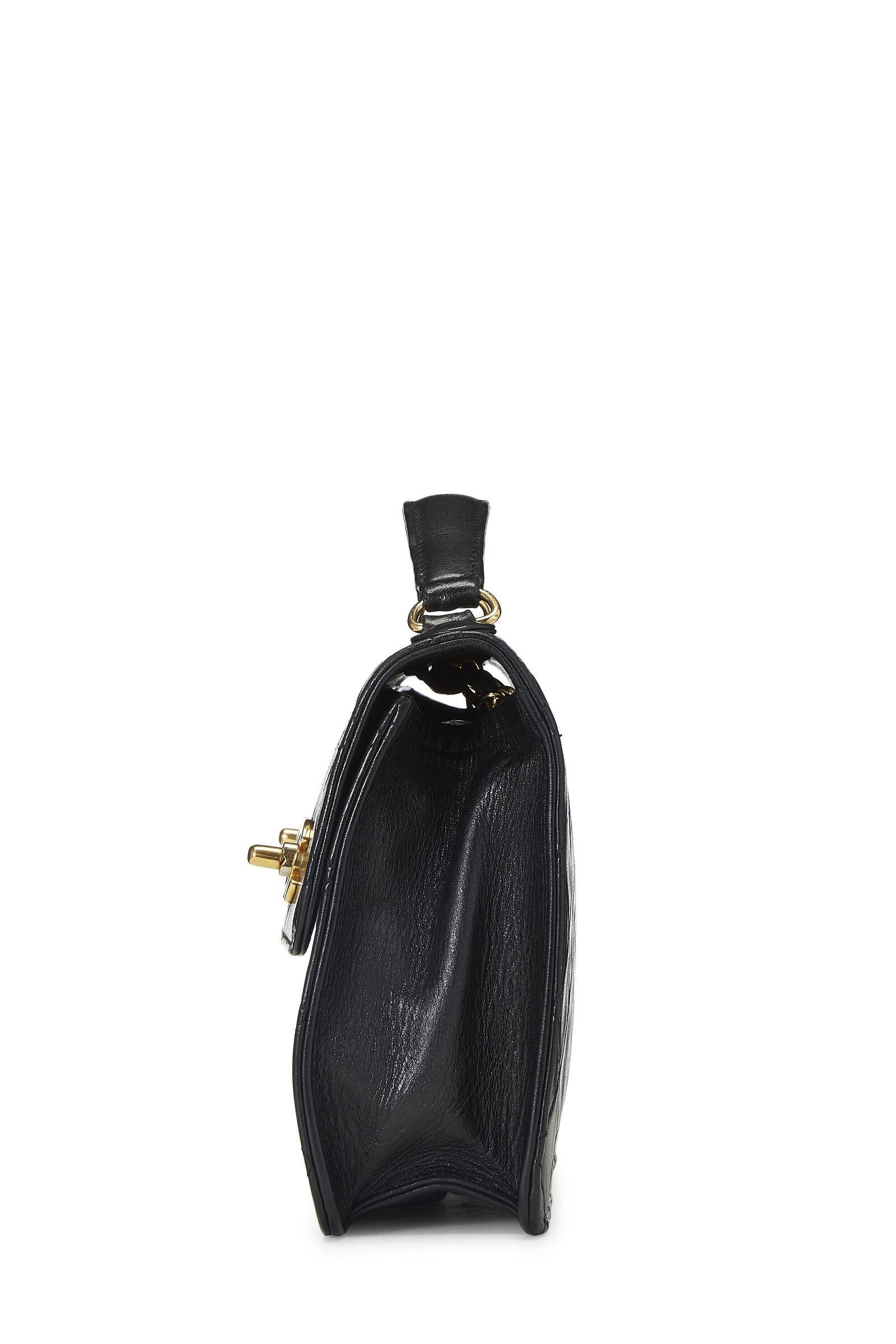  Chanel Petit portefeuille à bandoulière vintage rare en cuir d'agneau matelassé noir à 2 volets Unisexe 